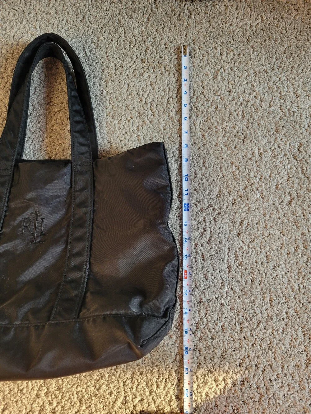 Lauren Ralph Lauren Vintage Black Monogram Shoulder Tote Bag LRL